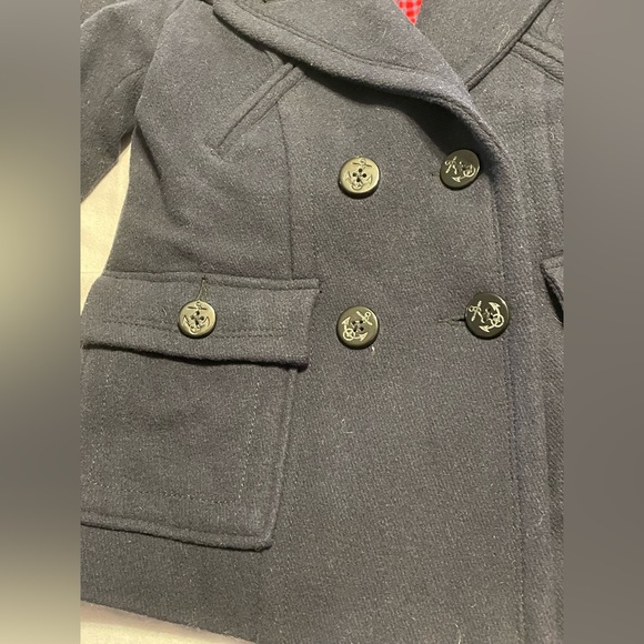 American Eagle‎ women’s size small navy wool coat - Picture 2 of 11